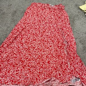 Madewell Red Floral Maxi Skirt